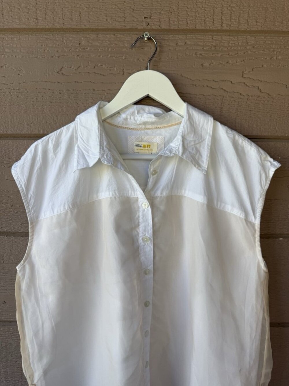 Maeve Anthropologie White Cotton High Low Button Front Tunic Top Medium NWOT - Picture 6 of 12